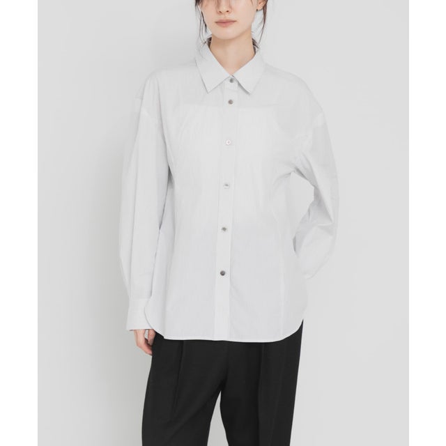 new basic FORM SLEEVE STRIPE SHIRT （ホワイト）