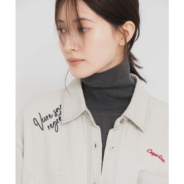 WOOL SILK TURTLENECK KNIT （チャコールグレー）