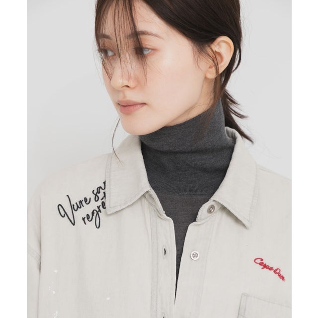 WOOL SILK TURTLENECK KNIT （チャコールグレー）