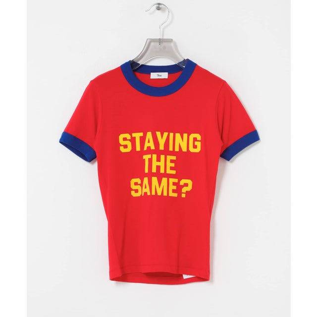 Teya Flock Letter Ringer T-shirts （レッド）