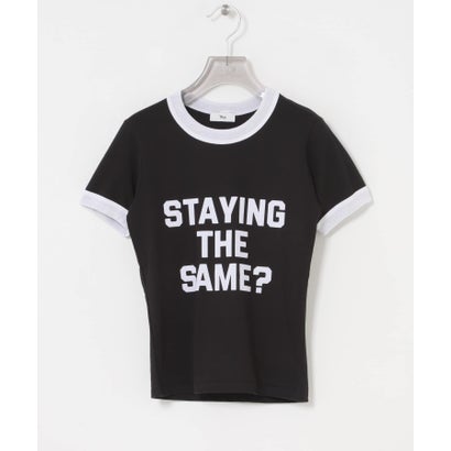 アーバンリサーチ URBAN RESEARCH Teya Flock Letter Ringer T-shirts （ブラック）｜詳細画像
