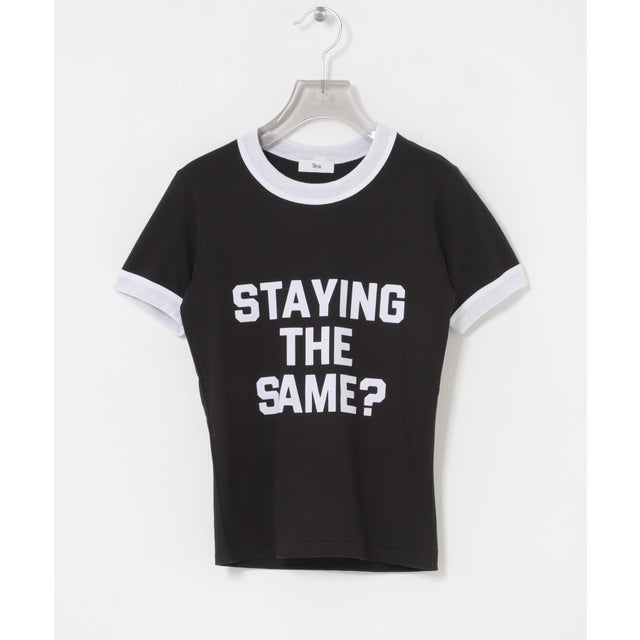 Teya Flock Letter Ringer T-shirts （ブラック）