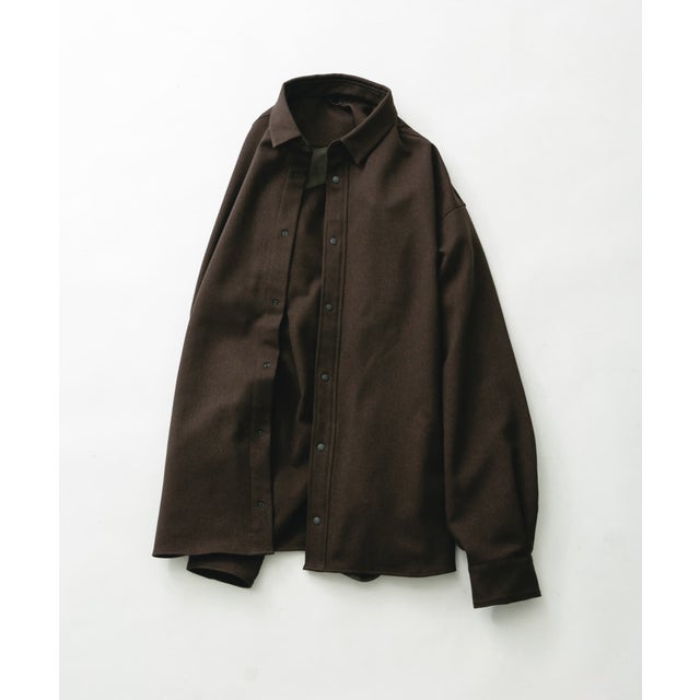 WOOL LIKE LONG-SLEEVE SHIRTS （ブラウン）