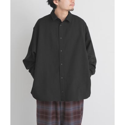 WOOL LIKE LONG-SLEEVE SHIRTS （チャコールグレー）｜詳細画像