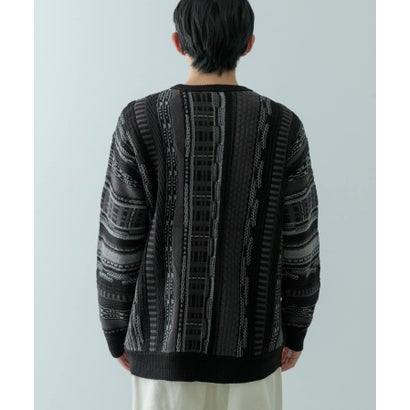 アイテムズ アーバンリサーチ ITEMS URBAN RESEARCH マルチジャカード クルーネックニット （BLK）｜詳細画像