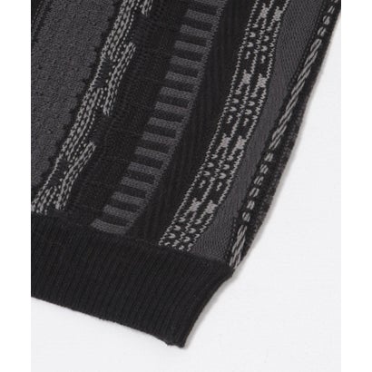 アイテムズ アーバンリサーチ ITEMS URBAN RESEARCH マルチジャカード クルーネックニット （BLK）｜詳細画像