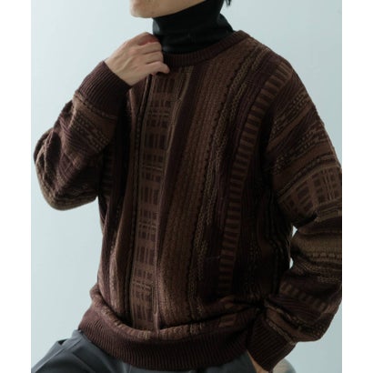 アイテムズ アーバンリサーチ ITEMS URBAN RESEARCH マルチジャカード クルーネックニット （BLK）｜詳細画像