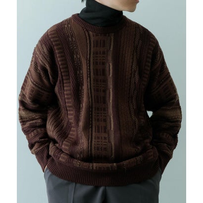 アイテムズ アーバンリサーチ ITEMS URBAN RESEARCH マルチジャカード クルーネックニット （BLK）｜詳細画像