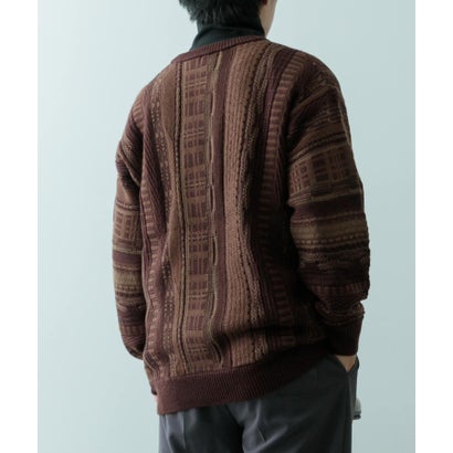アイテムズ アーバンリサーチ ITEMS URBAN RESEARCH マルチジャカード クルーネックニット （BLK）｜詳細画像