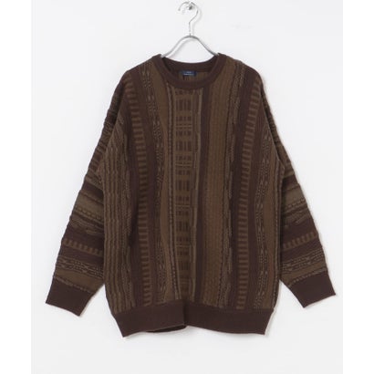 アイテムズ アーバンリサーチ ITEMS URBAN RESEARCH マルチジャカード クルーネックニット （BLK）｜詳細画像