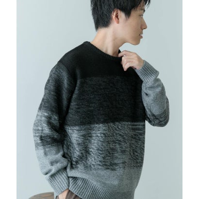 アイテムズ アーバンリサーチ ITEMS URBAN RESEARCH リサイクルヤーン グラデーション ニット （BLK）｜詳細画像