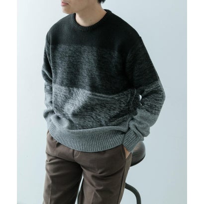 アイテムズ アーバンリサーチ ITEMS URBAN RESEARCH リサイクルヤーン グラデーション ニット （BLK）｜詳細画像