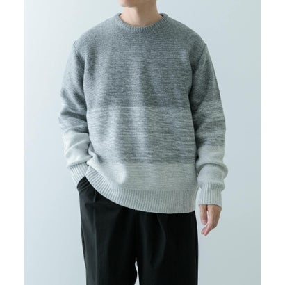 アイテムズ アーバンリサーチ ITEMS URBAN RESEARCH リサイクルヤーン グラデーション ニット （BLK）｜詳細画像
