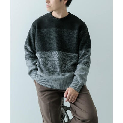 アイテムズ アーバンリサーチ ITEMS URBAN RESEARCH リサイクルヤーン グラデーション ニット （BLK）｜詳細画像
