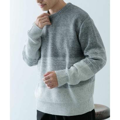 アイテムズ アーバンリサーチ ITEMS URBAN RESEARCH リサイクルヤーン グラデーション ニット （BLK）｜詳細画像