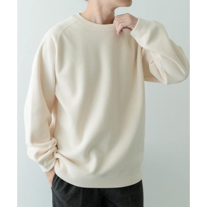 アイテムズ アーバンリサーチ ITEMS URBAN RESEARCH 発熱機能 クルーネックラグランTops （オフホワイト）｜詳細画像