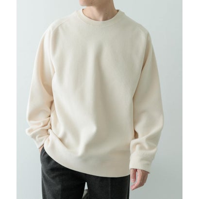 アイテムズ アーバンリサーチ ITEMS URBAN RESEARCH 発熱機能 クルーネックラグランTops （オフホワイト）｜詳細画像