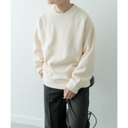 アイテムズ アーバンリサーチ ITEMS URBAN RESEARCH 発熱機能 クルーネックラグランTops （オフホワイト）｜詳細画像