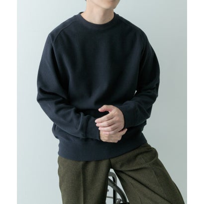 アイテムズ アーバンリサーチ ITEMS URBAN RESEARCH 発熱機能 クルーネックラグランTops （オフホワイト）｜詳細画像
