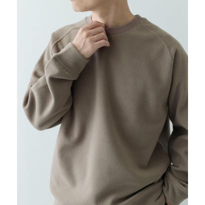 アイテムズ アーバンリサーチ ITEMS URBAN RESEARCH 発熱機能 クルーネックラグランTops （オフホワイト）｜詳細画像