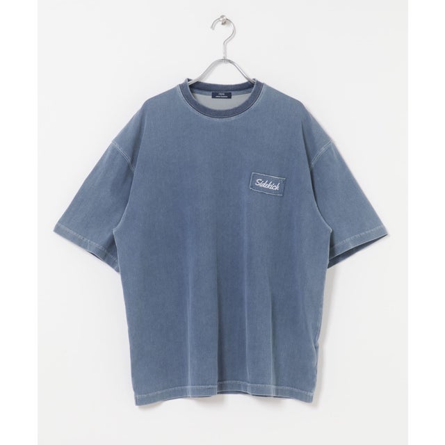 『接触冷感』HIGH COOLワンポイント刺繍デニムTシャツ （ブルー）