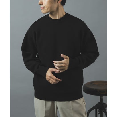 アイテムズ アーバンリサーチ ITEMS URBAN RESEARCH スウェットタッチニット クルーネック Tops （グレー）｜詳細画像