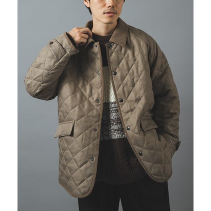 アイテムズ アーバンリサーチ ITEMS URBAN RESEARCH 襟コーデュロイ中綿 キルティングジャケット （ベージュ）｜詳細画像