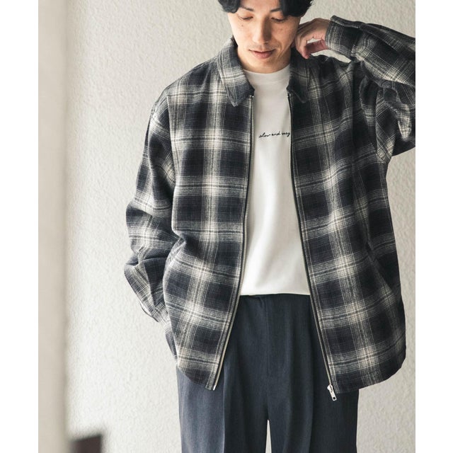 Ombre Plaid zip up ブルゾン （ブラック）