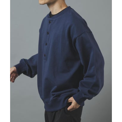 アイテムズ アーバンリサーチ ITEMS URBAN RESEARCH ハーフボタン 裏毛 スウェット （ネイビー）｜詳細画像