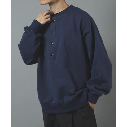 アイテムズ アーバンリサーチ ITEMS URBAN RESEARCH ハーフボタン 裏毛 スウェット （ネイビー）｜詳細画像