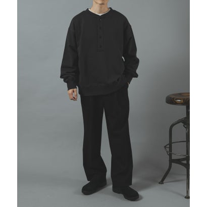 アイテムズ アーバンリサーチ ITEMS URBAN RESEARCH ハーフボタン 裏毛 スウェット （ブラック）｜詳細画像