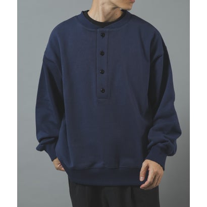 アイテムズ アーバンリサーチ ITEMS URBAN RESEARCH ハーフボタン 裏毛 スウェット （ブラック）｜詳細画像