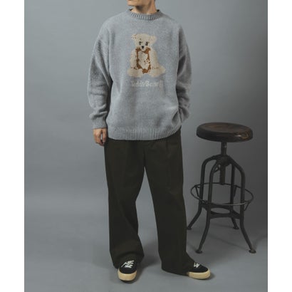 アイテムズ アーバンリサーチ ITEMS URBAN RESEARCH TEDDY BEAR モール クルーネックニット （グリーン）｜詳細画像