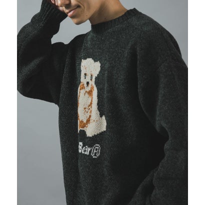 アイテムズ アーバンリサーチ ITEMS URBAN RESEARCH TEDDY BEAR モール クルーネックニット （グリーン）｜詳細画像