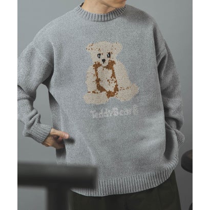 アイテムズ アーバンリサーチ ITEMS URBAN RESEARCH TEDDY BEAR モール クルーネックニット （グレー）｜詳細画像