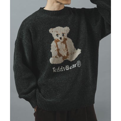 アイテムズ アーバンリサーチ ITEMS URBAN RESEARCH TEDDY BEAR モール クルーネックニット （グレー）｜詳細画像