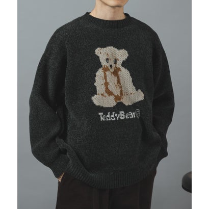 アイテムズ アーバンリサーチ ITEMS URBAN RESEARCH TEDDY BEAR モール クルーネックニット （グレー）｜詳細画像