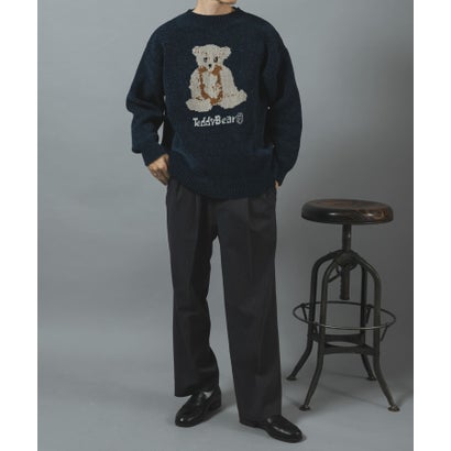 アイテムズ アーバンリサーチ ITEMS URBAN RESEARCH TEDDY BEAR モール クルーネックニット （ネイビー）｜詳細画像