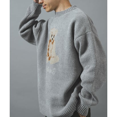 アイテムズ アーバンリサーチ ITEMS URBAN RESEARCH TEDDY BEAR モール クルーネックニット （ネイビー）｜詳細画像