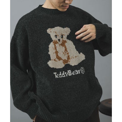 アイテムズ アーバンリサーチ ITEMS URBAN RESEARCH TEDDY BEAR モール クルーネックニット （ネイビー）｜詳細画像