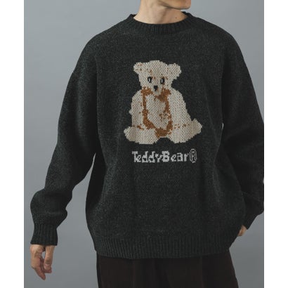 アイテムズ アーバンリサーチ ITEMS URBAN RESEARCH TEDDY BEAR モール クルーネックニット （ネイビー）｜詳細画像