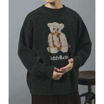 アイテムズ アーバンリサーチ ITEMS URBAN RESEARCH TEDDY BEAR モール クルーネックニット （ネイビー）｜詳細画像