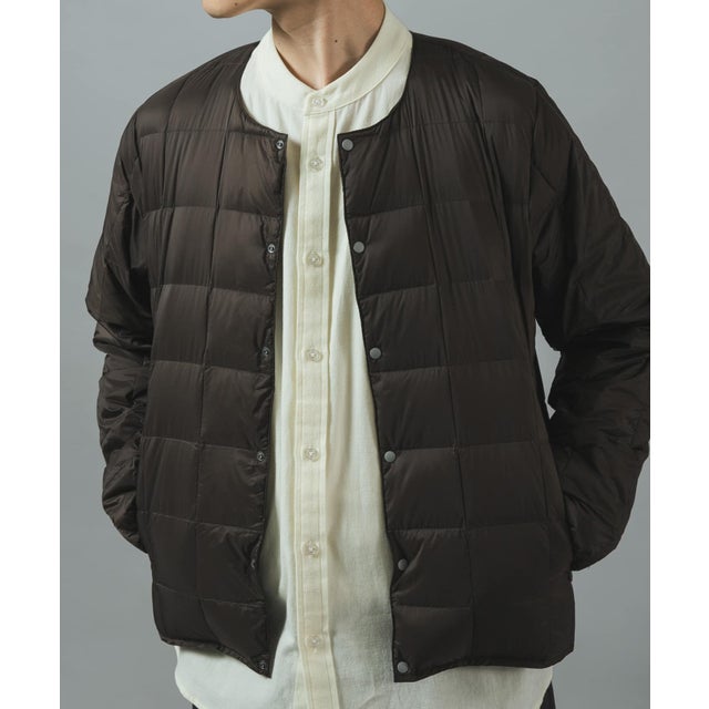 TAION Crew Neck Button Down Jacket （ダークブラウン）