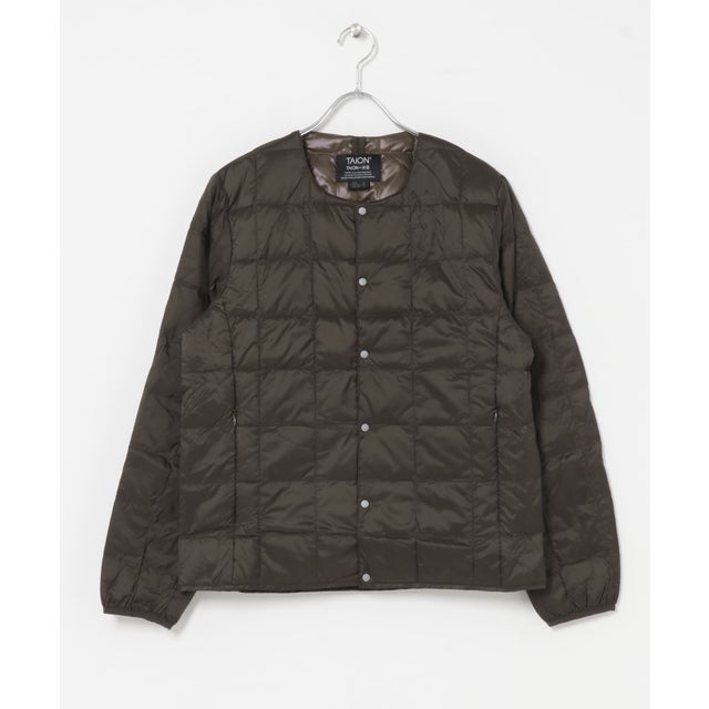 TAION Crew Neck Button Down Jacket （ダークブラウン）