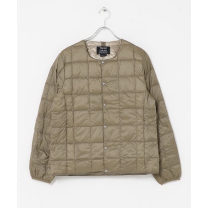 アイテムズ アーバンリサーチ ITEMS URBAN RESEARCH TAION Crew Neck Button Down Jacket （カーキ）｜詳細画像