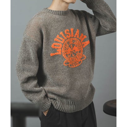 アイテムズ アーバンリサーチ ITEMS URBAN RESEARCH カレッジロゴモール 真冬の正解ニット （チャコールグレー）｜詳細画像