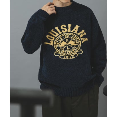 アイテムズ アーバンリサーチ ITEMS URBAN RESEARCH カレッジロゴモール 真冬の正解ニット （チャコールグレー）｜詳細画像