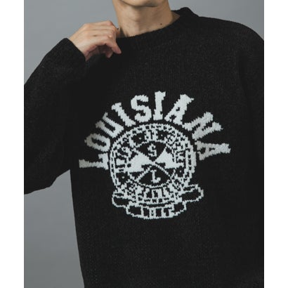 アイテムズ アーバンリサーチ ITEMS URBAN RESEARCH カレッジロゴモール 真冬の正解ニット （チャコールグレー）｜詳細画像