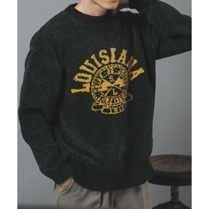 アイテムズ アーバンリサーチ ITEMS URBAN RESEARCH カレッジロゴモール 真冬の正解ニット （ブラック）｜詳細画像