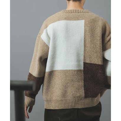 アイテムズ アーバンリサーチ ITEMS URBAN RESEARCH ブロッキングモール 真冬の正解ニット （ブラック系その他）｜詳細画像